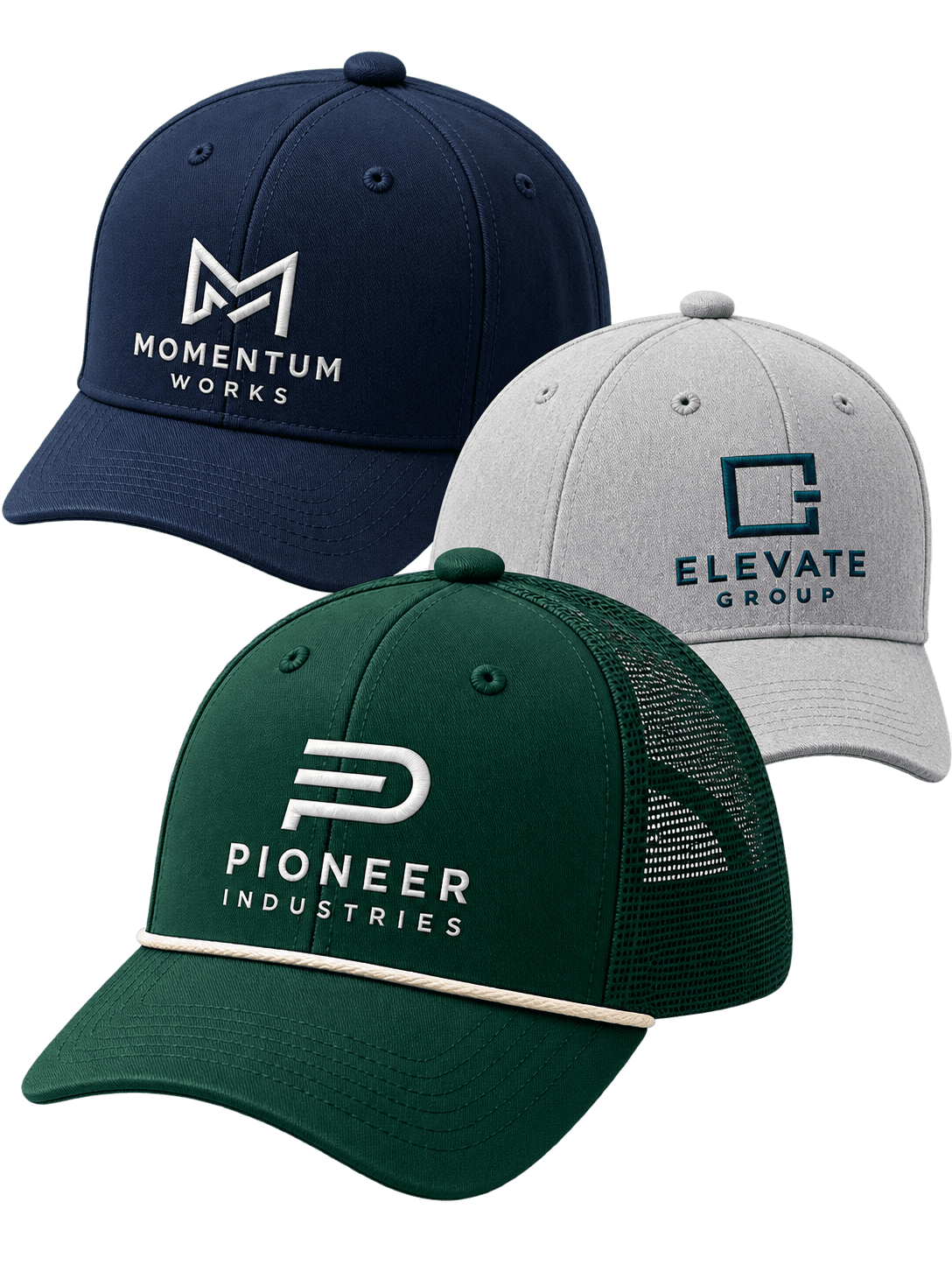 Custom caps and headwear with embroidered logos